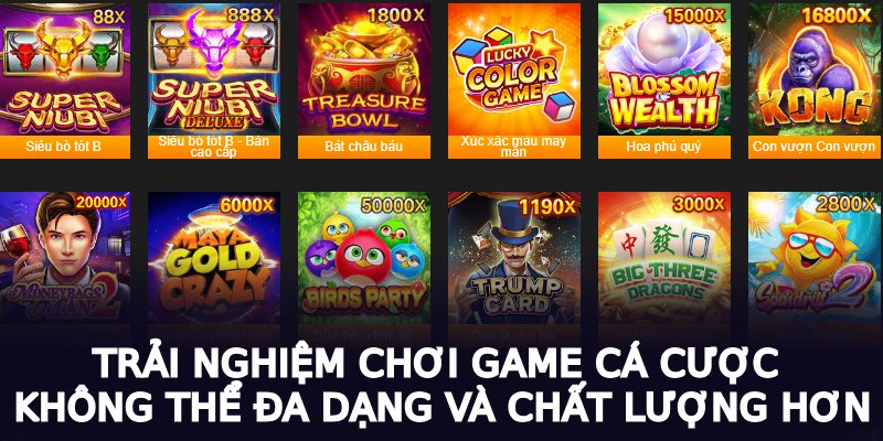 Trải nghiệm chơi game cá cược không thể đa dạng và chất lượng hơn