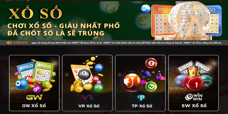 4 sảnh cược lô đề xổ số được 789BET cung cấp 