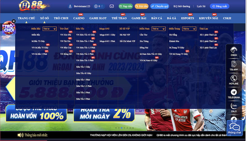 QH88 trực tuyến không chỉ có phiên bản website mà còn phát triển ứng dụng hỗ trợ